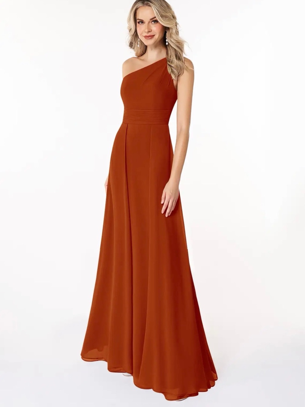 Azazie Dallas One Shoulder Dress in Paprika